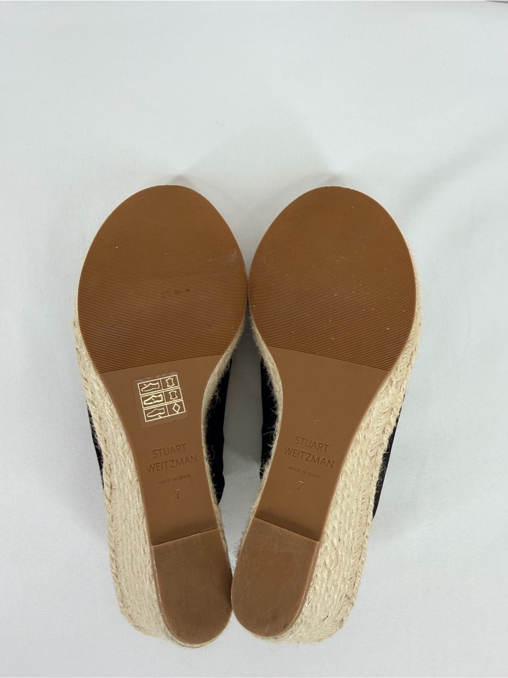 Stuart Weitzman Women’s size 7 Marabella Black Suede Raffia Wedge Heels - Picture 10 of 12